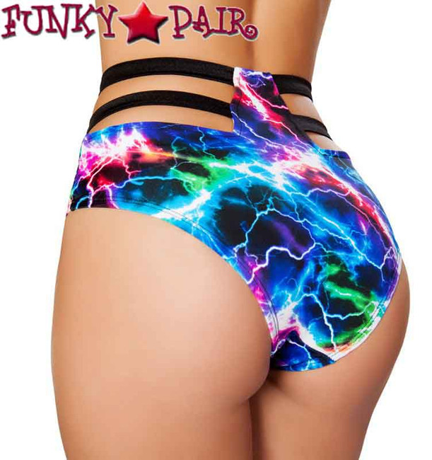 Roma | SH3256, Rave High-Waisted Strapped Shorts Color electric back view