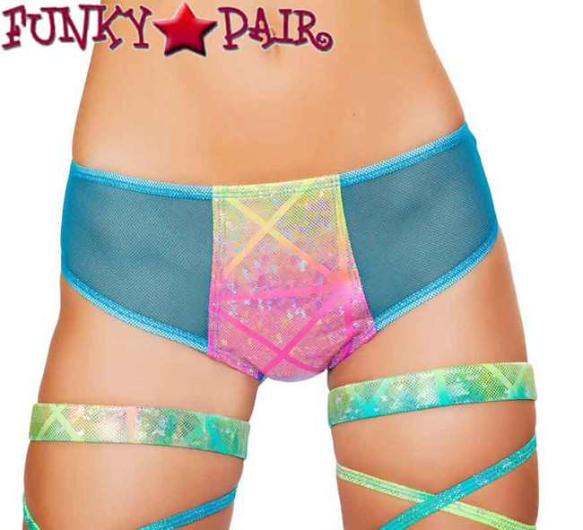 Roma | SH3265, Rave Two Tone Shorts Sales $19.95 color laser multi/turquoise front view