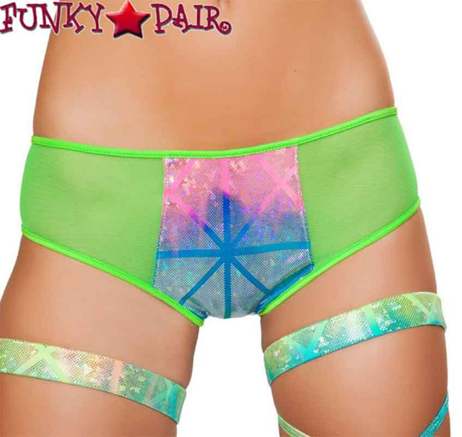 Roma | SH3265, Rave Two Tone Shorts Sales $19.95 color Laser Multi/Lime front view