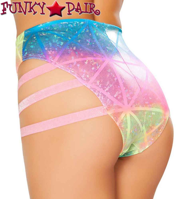 Roma | SH3281, Rave Mermaid High Strapped Shorts Color multi laser back view