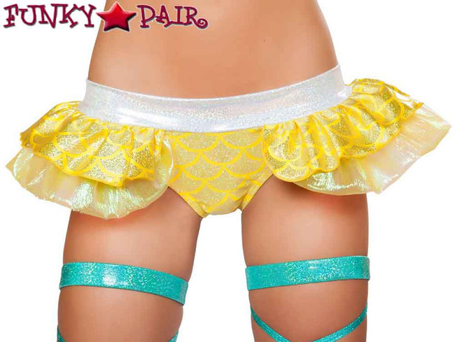 Rave Mermaid Shorts with attached Skirts | Roma SH3287 color Yellow Front View