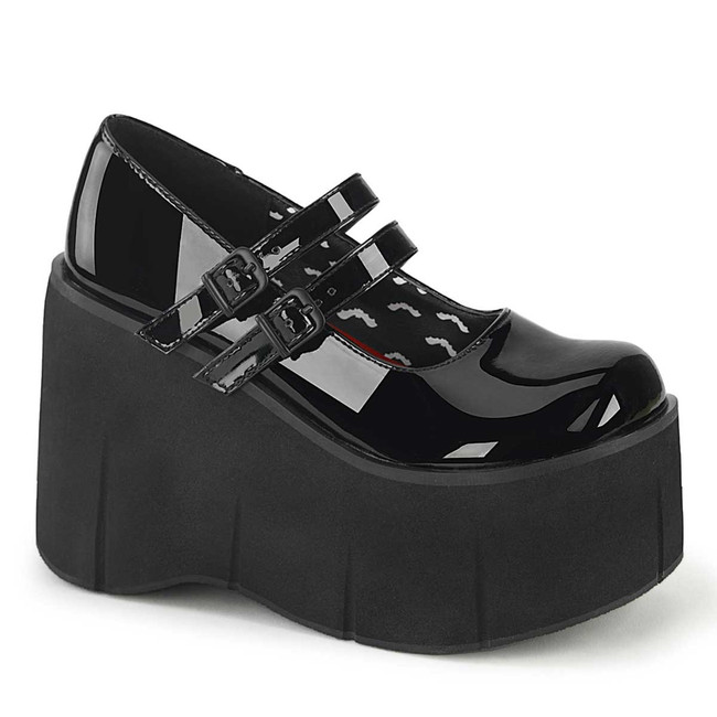 Demonia Kera-08 Black Double Strap Goth Platform Shoes Demonia Kera-08 Black Double Strap Goth Platform Shoes