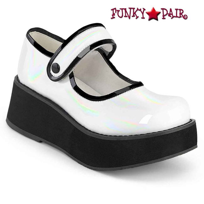 Sprite-01 White/Black Goth Punk Lolita Maryjane Shoes By Demonia