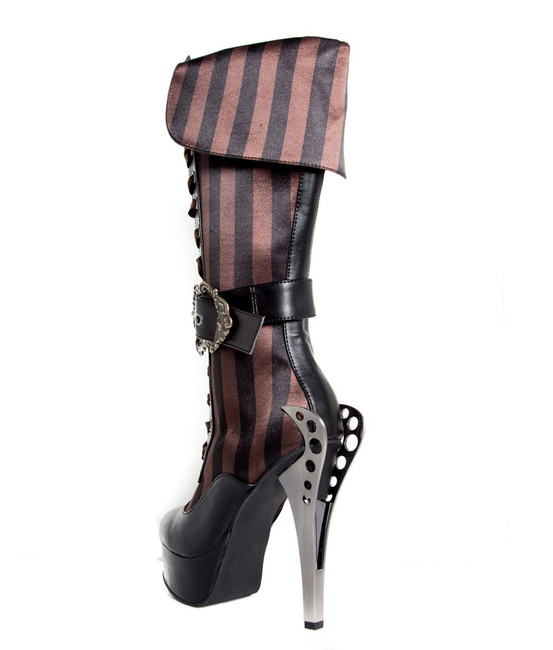 Hades | ETHEREAL Metal Heel Steampunk knee high boots