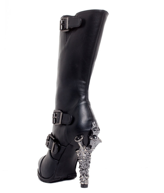 ARMA, 5 inch heavy metal biker boots black side back view