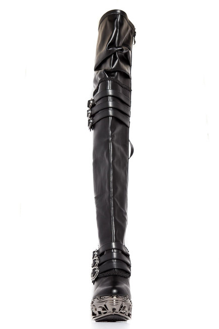 LOKIE, Thigh High SteamPunk Fashion Boots by Hades Front View