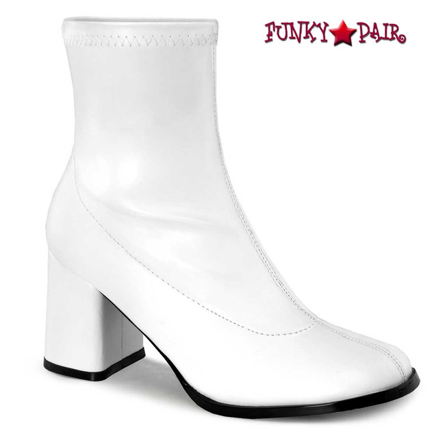 Pleaser GOGO-150, Women's Go Go Ankle Boot color White Faux Leather