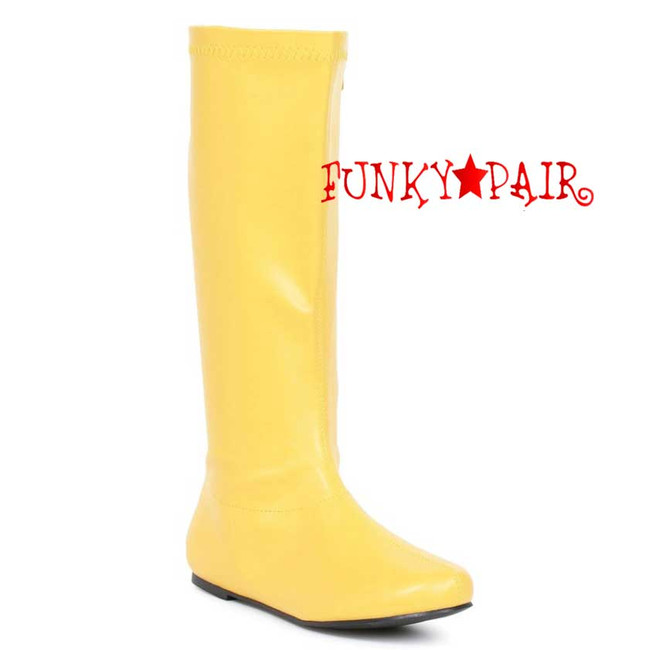 Yellow 106-Avenge 1" Flat Knee High Go-Go Boots