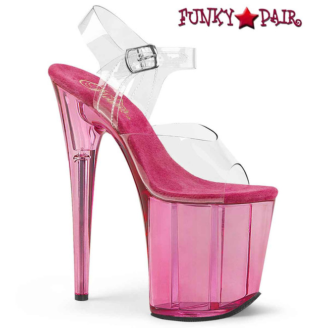 Flamingo-808T, 8 Inch Pink Tint Platform Ankle Strap Sandal