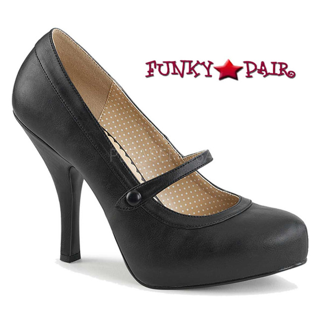 Pink Label | Pinup-01 Women Mary Jane Pump Size 9-16 color black faux leather