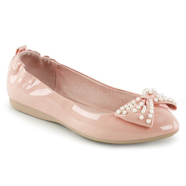 Ivy-09, Pointed Toe Flats with Pearl Bow