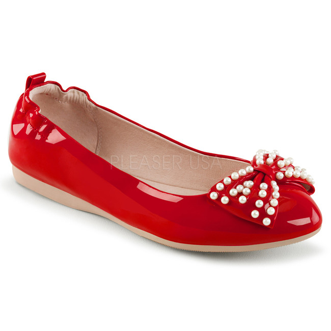 Pin-Up Couture | Ivy-09, Pointed Toe Flats with Pearl