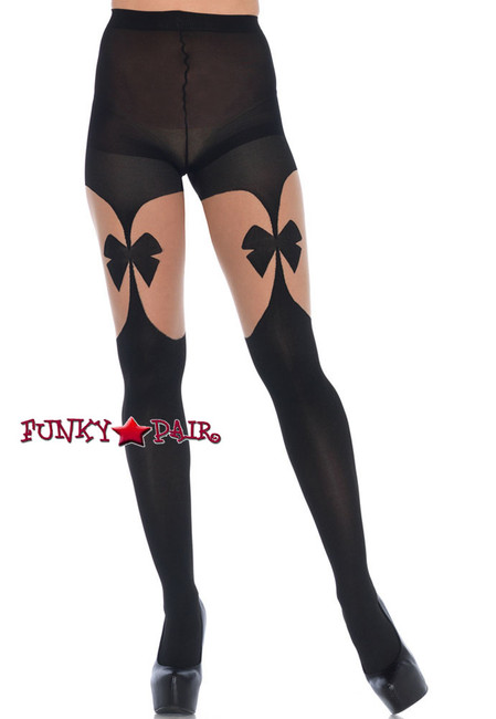 Black Opaque Garterbelts Tights | Leg Avenue LA7732