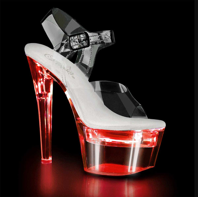 Flashdance-708, Clear 7 Inch Stripper Lite-Up Platform by Pleaser