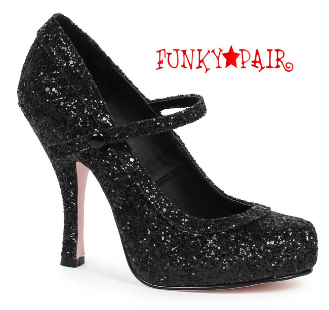 Black 4" Glitter Maryjane Shoes Ellie Shoes | 423-Candy