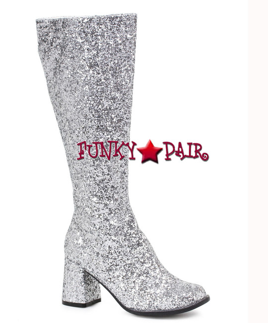 Silver 3" Glitter GOGO BOOTS Gogo-G