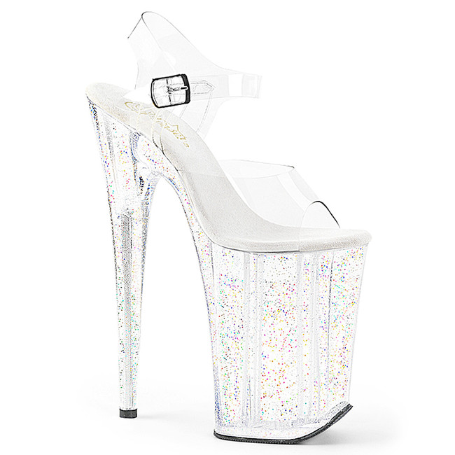 Infinity-908MG, 9 Inch Ankle Strap Platform Sandal with Glitters