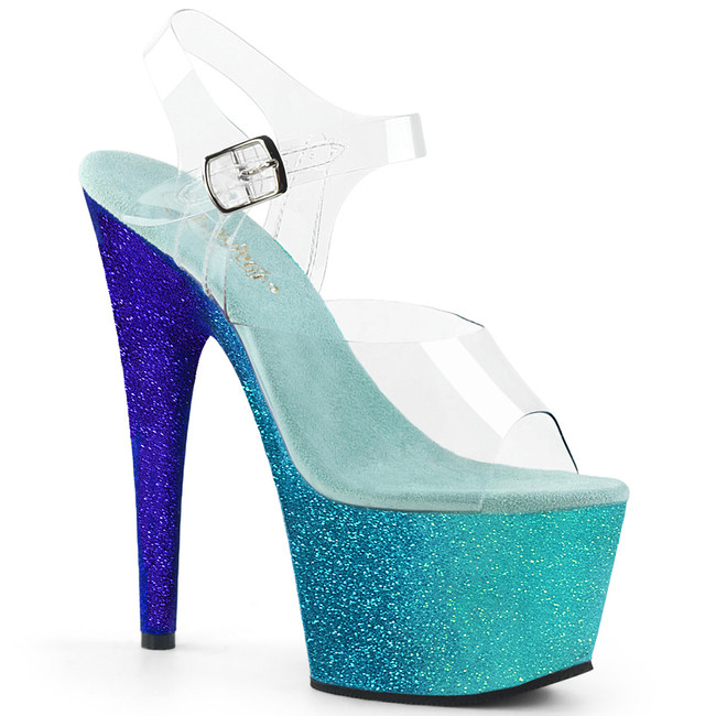 Adore-708 Ombre, Blue 7 Inch Ankle Strap Sandal with Ombre Effect by Pleaser