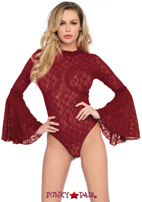 LA89208, Lace Bell Sleeve Bodysuit