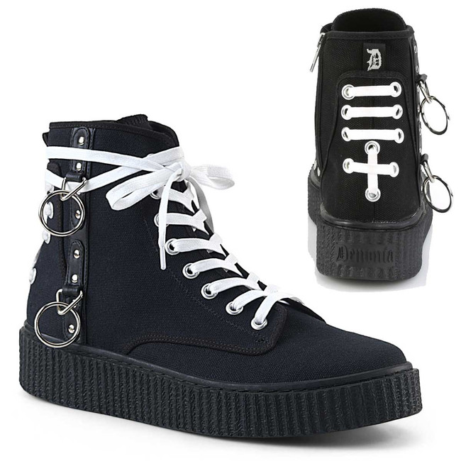 Sneeker-256, 1.5 Inch Platform Creeper Sneaker with White Shoes Laces