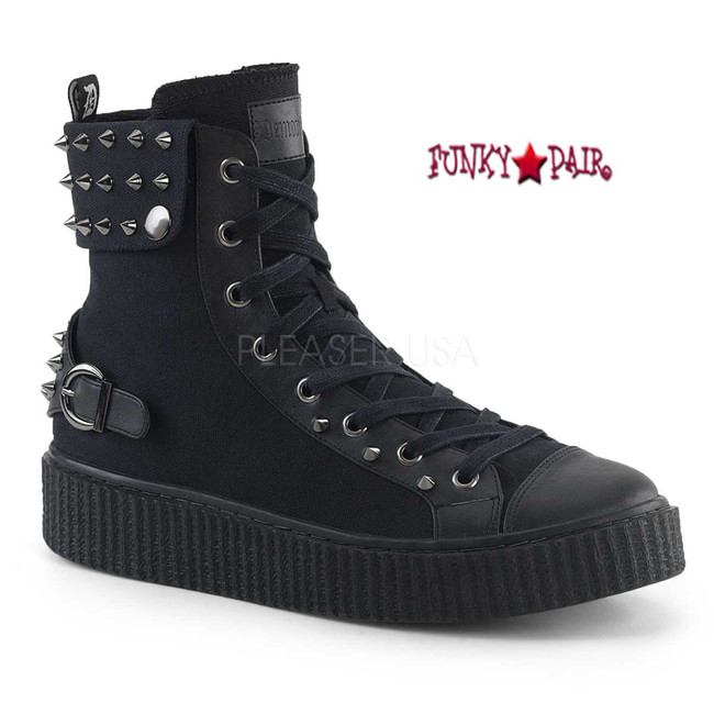 Demonia | Sneeker-266, Men Platform Lace up Creeper