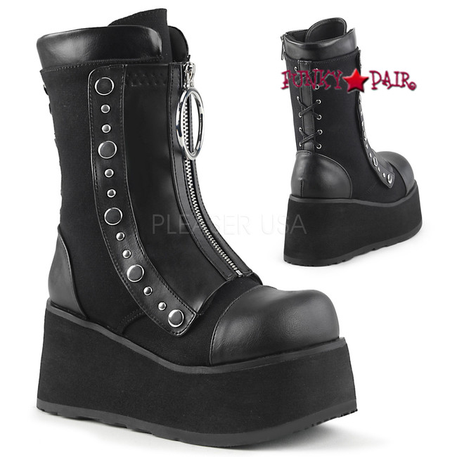 Clash-206, Wedge Mid Calf Boots Women's Demonia front view