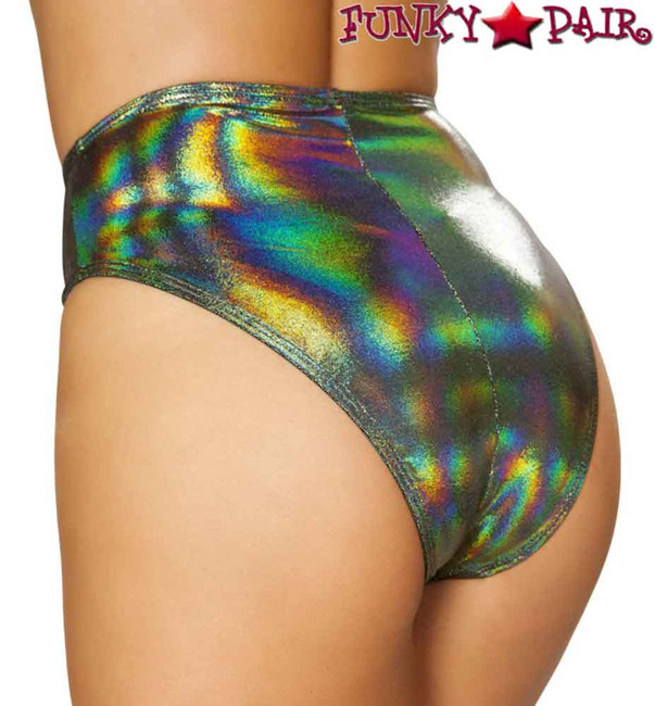 Raver High Waisted Short with Front Zipper Closer | Roma R-3538 Color green back view