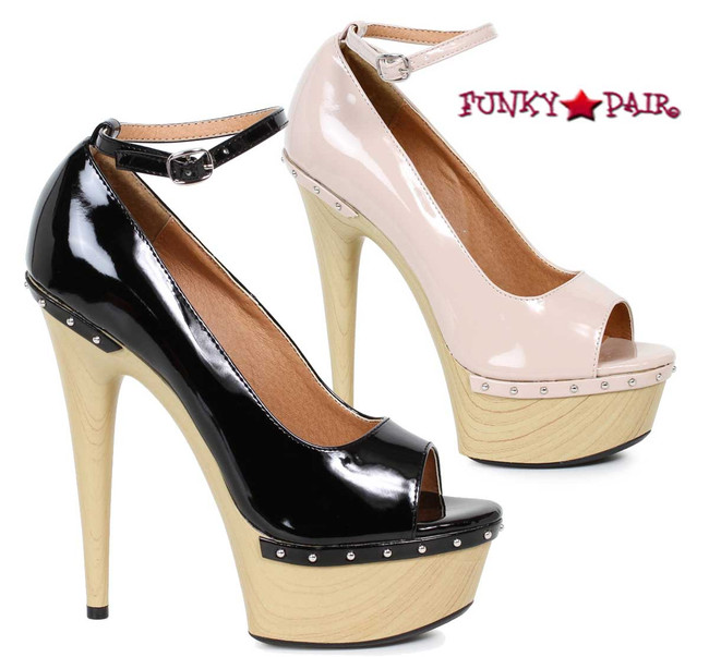 609-Valerie, 6 Inch High Heel Sandal with Wood Platform | FunkyPair.com