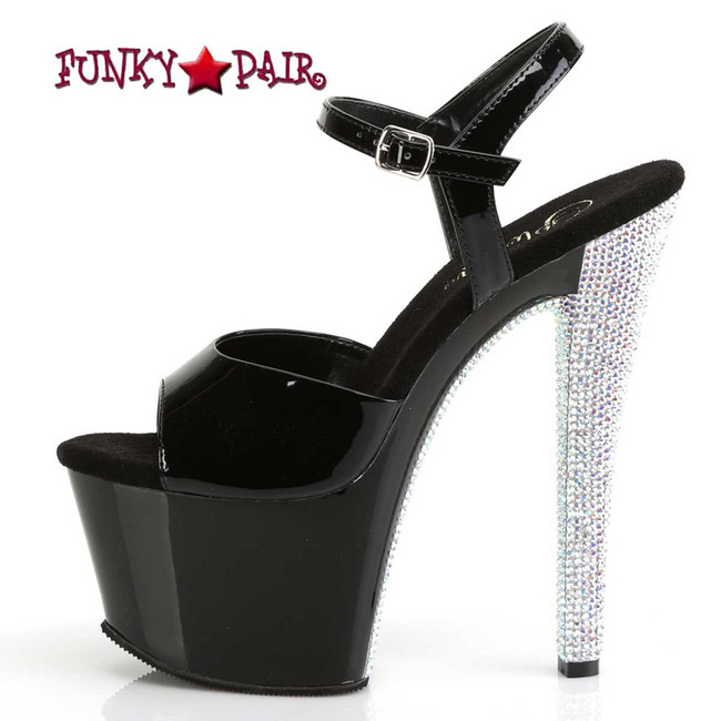 Sky-309CHRS, Rhinestones Platform and Heel Ankle Strap Sandal  Side view