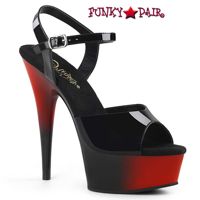 Stripper Shoes Delight-609BR, Two Tone Platform Ankle Strap Sandal