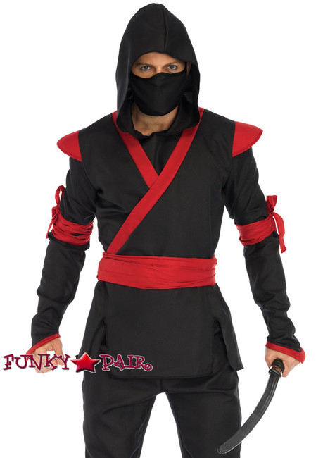 Ninja Men Costume Black/Red Leg Avenue
