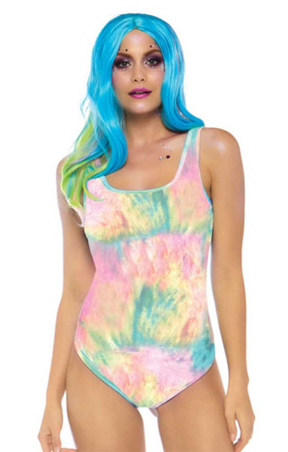 Raver Pastel Tie Dye Bodysuit | Leg Avenue LA-3771 front view