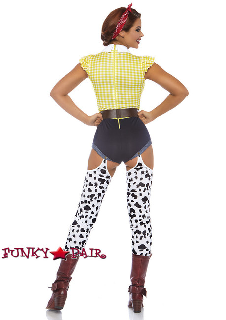 Leg Avenue | LA-86777, Giddy Up Cowgirl Romper Costume back view