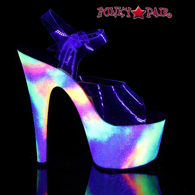 Exotic Dancer Shoes Adore-708GXY, Galaxy Effect Platform Ankle Strap Sandal Side View