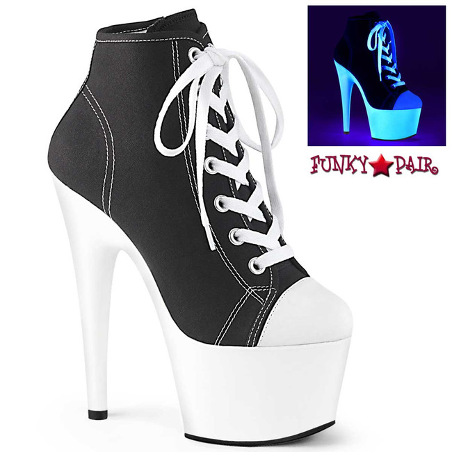 Pleaser Adore-700SK-02, Black High Heel Platform Sneaker Ankle Boots