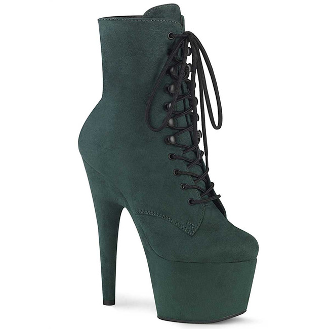 Adore-1020FS, 7 Inch Emeral Green Suede Ankle Boots by Pleaser