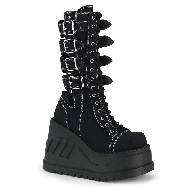 Stomp-210, Platform Wedge with Buckles Women's Demonia Boots