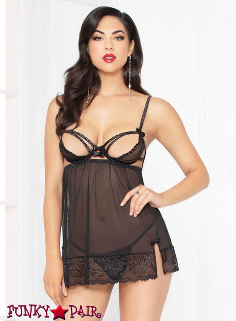 STM-10950, Lace and Mesh Babydoll Set | Seven 'til Midnight