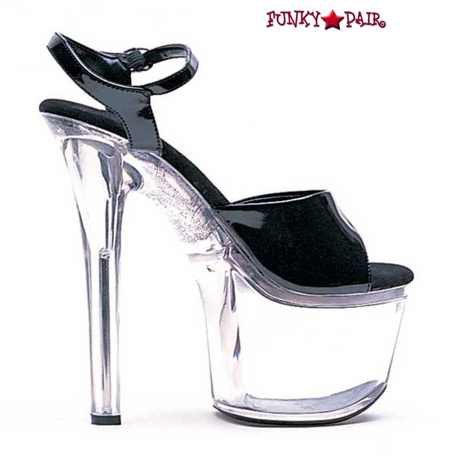 Ellie Shoes | 711-Flirt-C - 7 Inch Ankle Strap Platform Sandal color black/clear