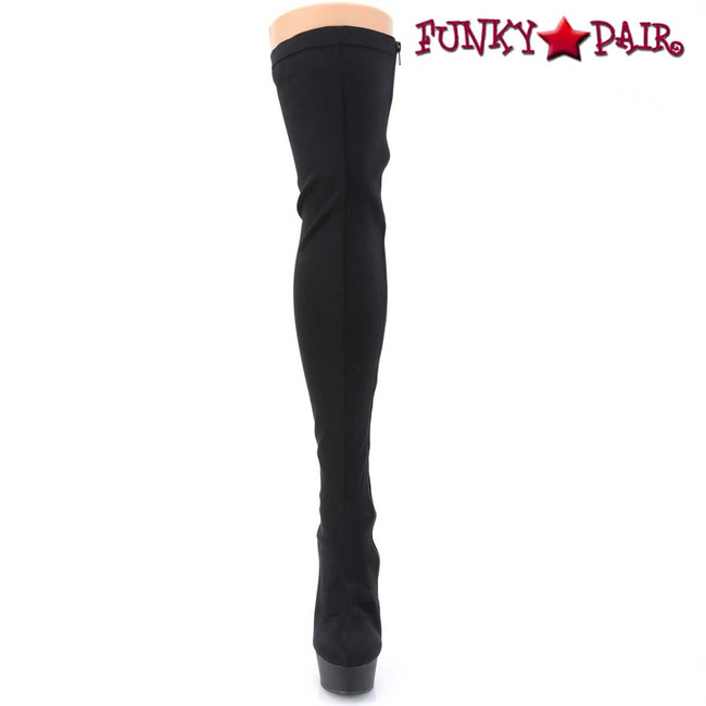 Delight-3003, 6 Inch Back Lace-up Dancer Lycra Thigh High Boots by Pleaser USA