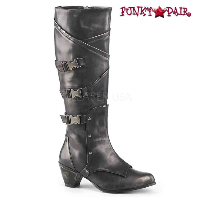 Funtasma | MAIDEN-8820, Knee High Boots with Metal Buckles