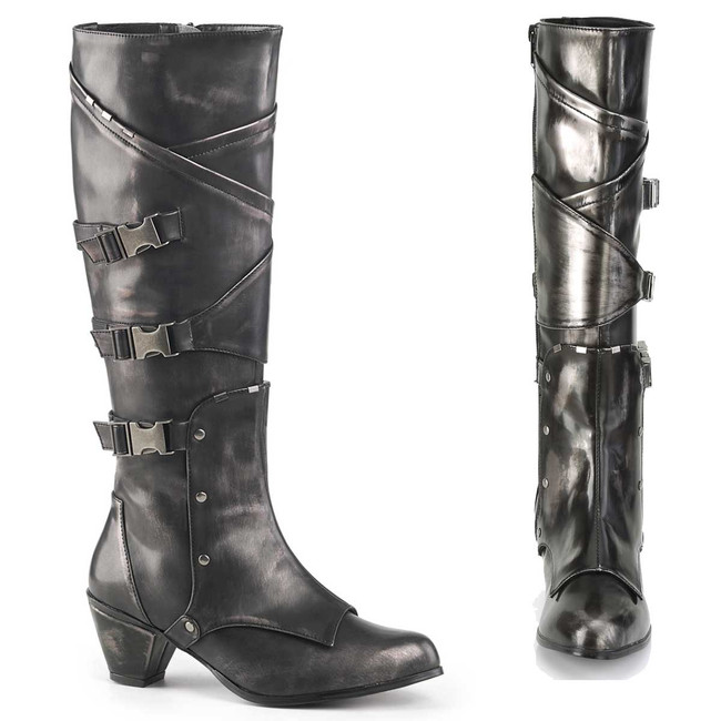 MAIDEN-8820, Cosplay Knee High Boots with Metal Buckles | Funtasma