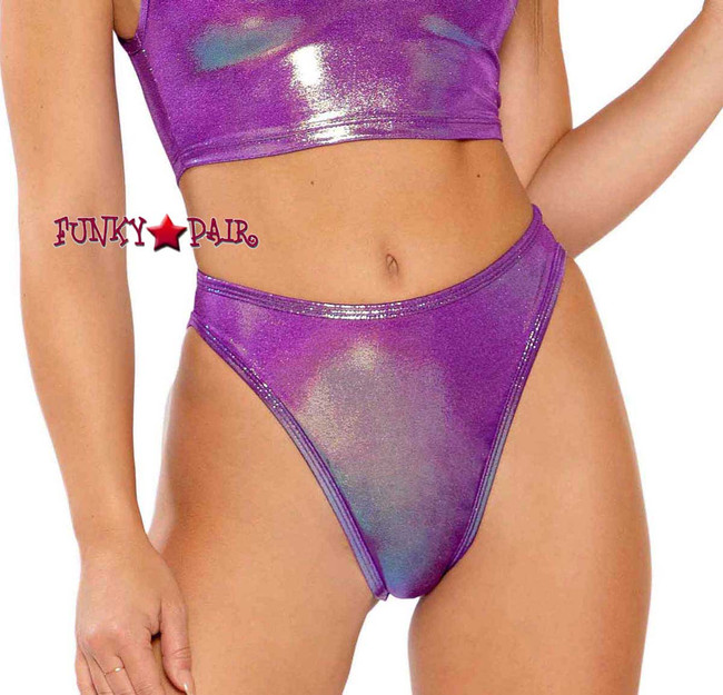 Metallic High Waist Bottom by J Valentine JV-FF264 color purple spectrum