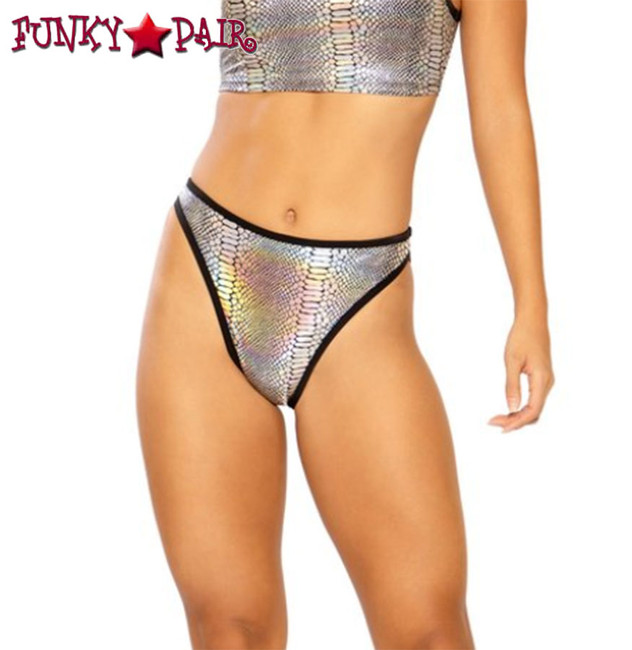 Metallic High Waist Bottom by J Valentine JV-FF264 color silver cobra