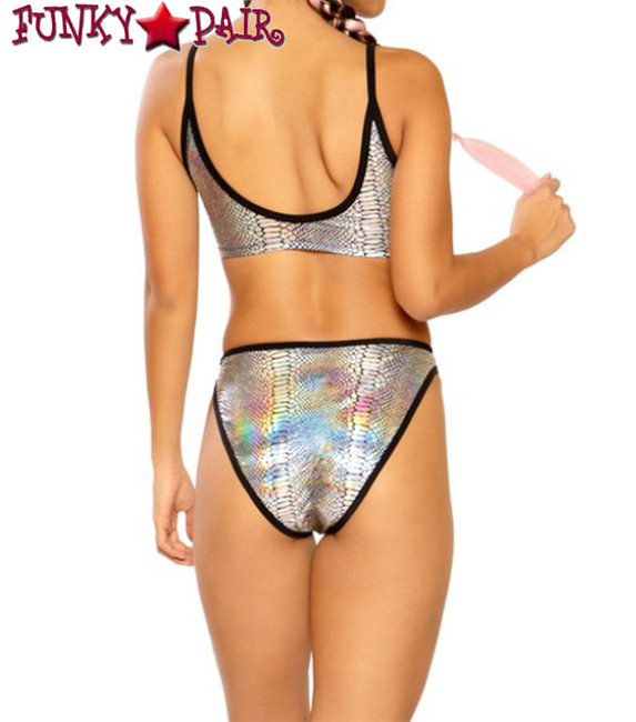 Metallic High Waist Bottom by J Valentine JV-FF264 color silver cobra back view