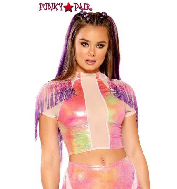 Ombre Fringe Top by J Valentine JV-FF272 color creamsicle pink