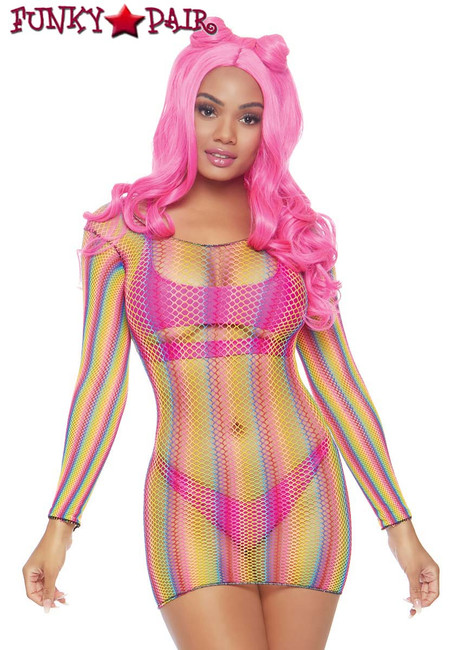 Leg Avenue | LA86795, Rainbow Fishnet Mini Dress
