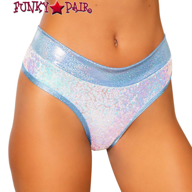 Roma | R-3711, SHIMMER THONG RAVE SHORTS color light blue