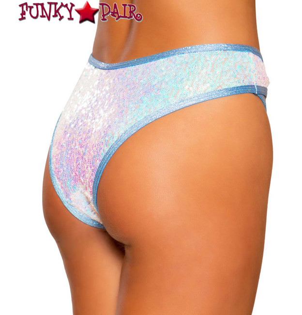 Roma | R-3716, CUTOUT FRONT SEQUIN SHORTS color light blue back view
