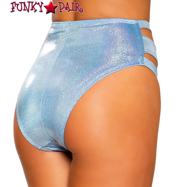 Roma | R-3726, CUTOUT HIGH-WAISTED SHORTS color blue back view